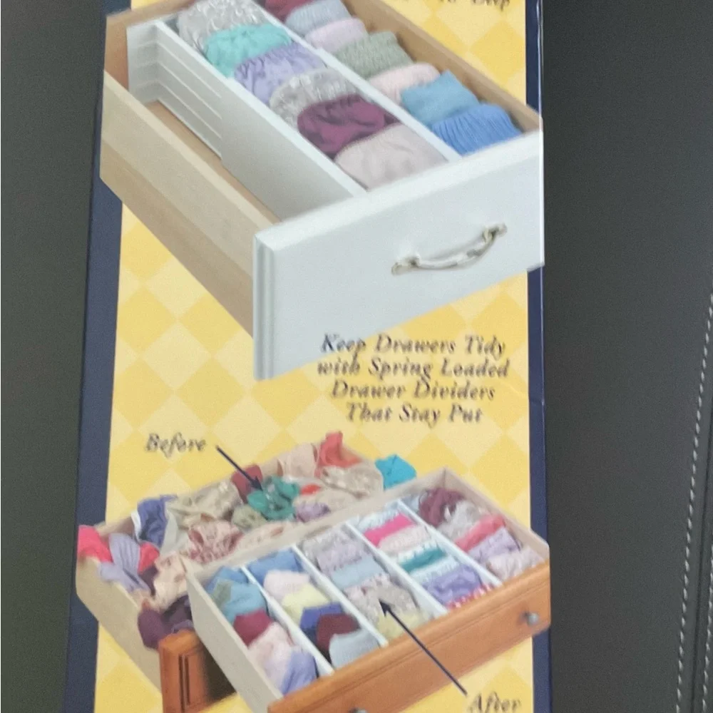 Dial Drawer Organizer Divider with Spring Loaded Dividers Set 2 New